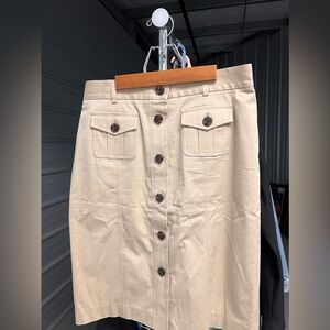 Talbots Women's Beige Button-Front Utility Skirt